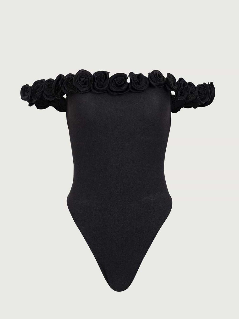 Same Swim Rosette Off Shoulder One Piece in Black